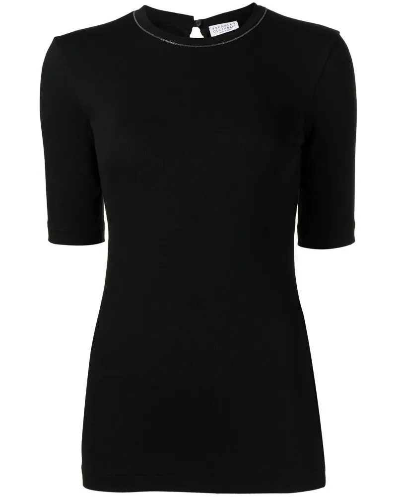 Brunello Cucinelli T-Shirt mit Monili-Detail - Schwarz Schwarz