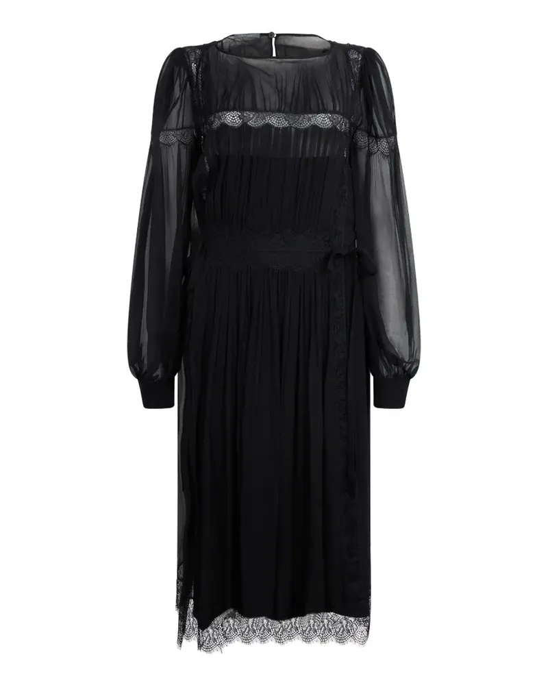 Alberta Ferretti lace-trimmed silk midi dress - Schwarz Schwarz