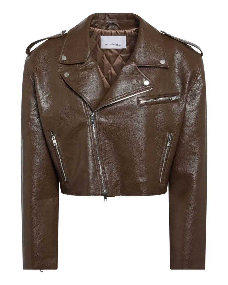 FRANKIE Shop Daphne cropped biker jacket - Braun Braun