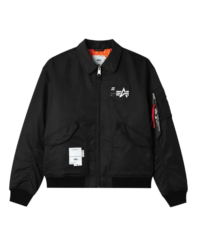 Izzue logo-patch zip-up jacket - Schwarz Schwarz