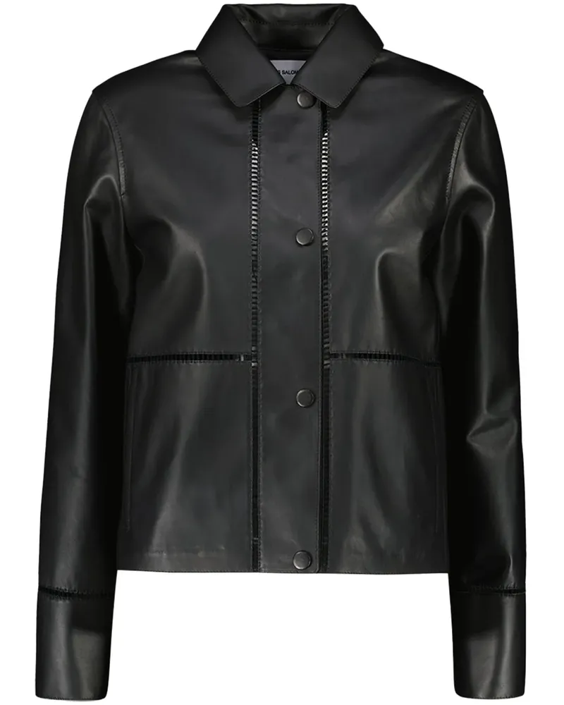 Yves Salomon Lederjacke mit Ziernähten - Schwarz Schwarz