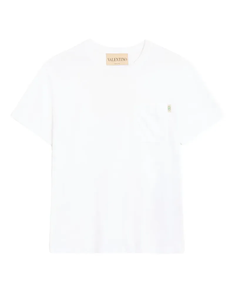 Valentino Garavani T-Shirt aus Baumwolljersey mit VLogo Signature-Etikett - Weiß Weiß