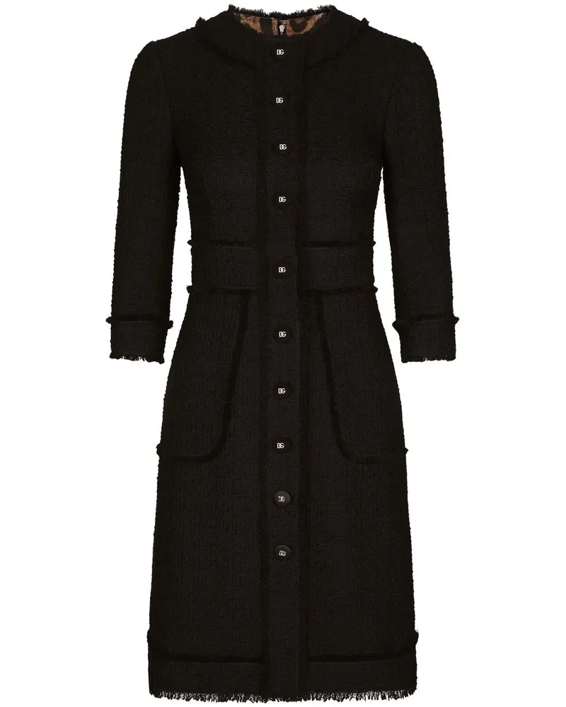 Dolce & Gabbana Midikleid aus Tweed - Schwarz Schwarz