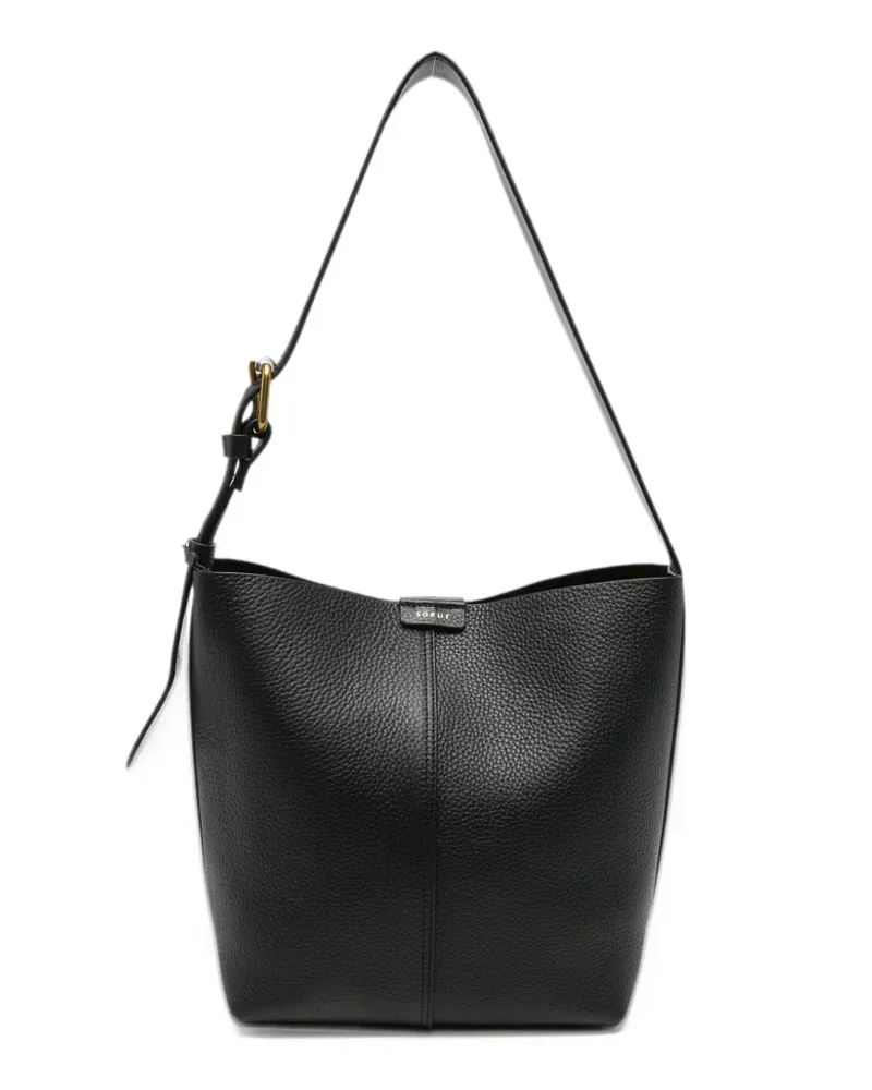 Soeur Saudade Mini leather tote bag - Schwarz Schwarz