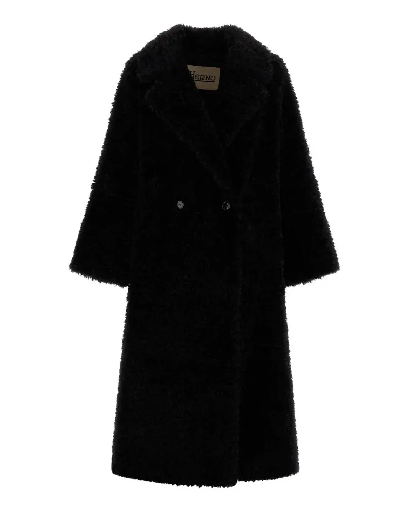 Herno Doppelreihiger Mantel aus Faux Fur - Schwarz Schwarz