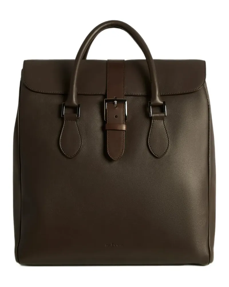 Kiton Tote Bag mit Schnalle - Braun Braun