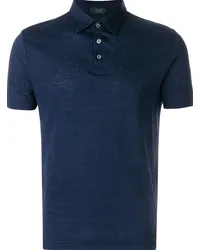 Zanone Gestreiftes Poloshirt Blau