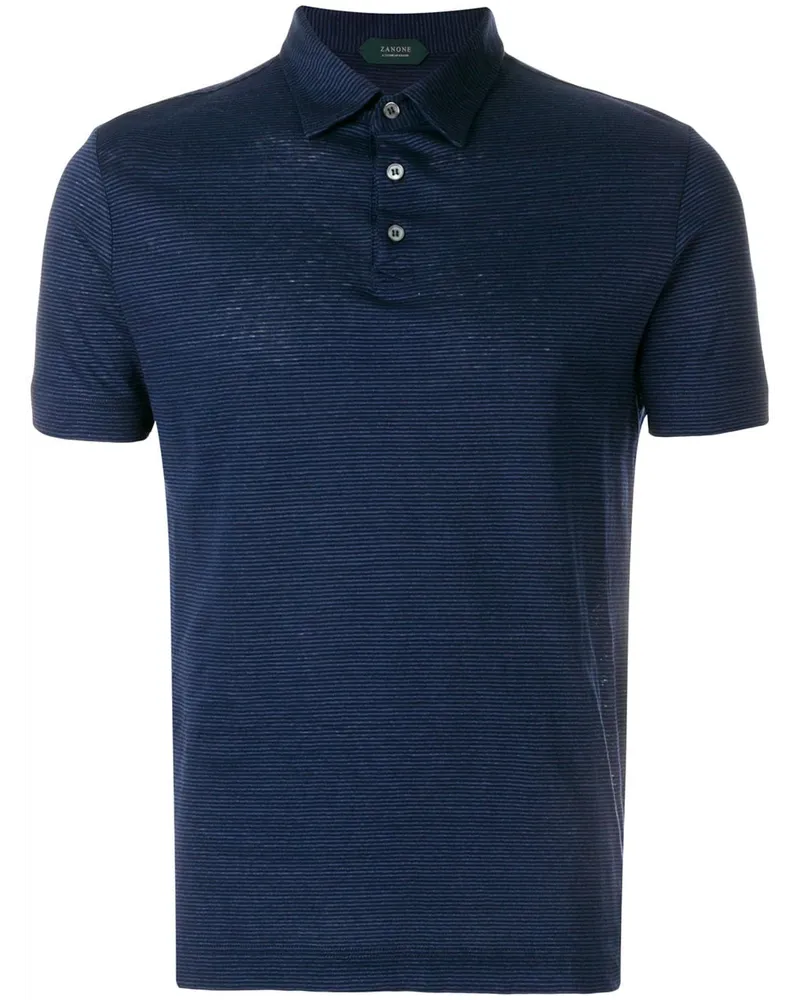 Zanone Gestreiftes Poloshirt Blau