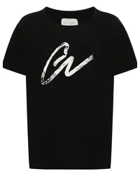 Greg Lauren T-Shirt mit Logo-Print Schwarz