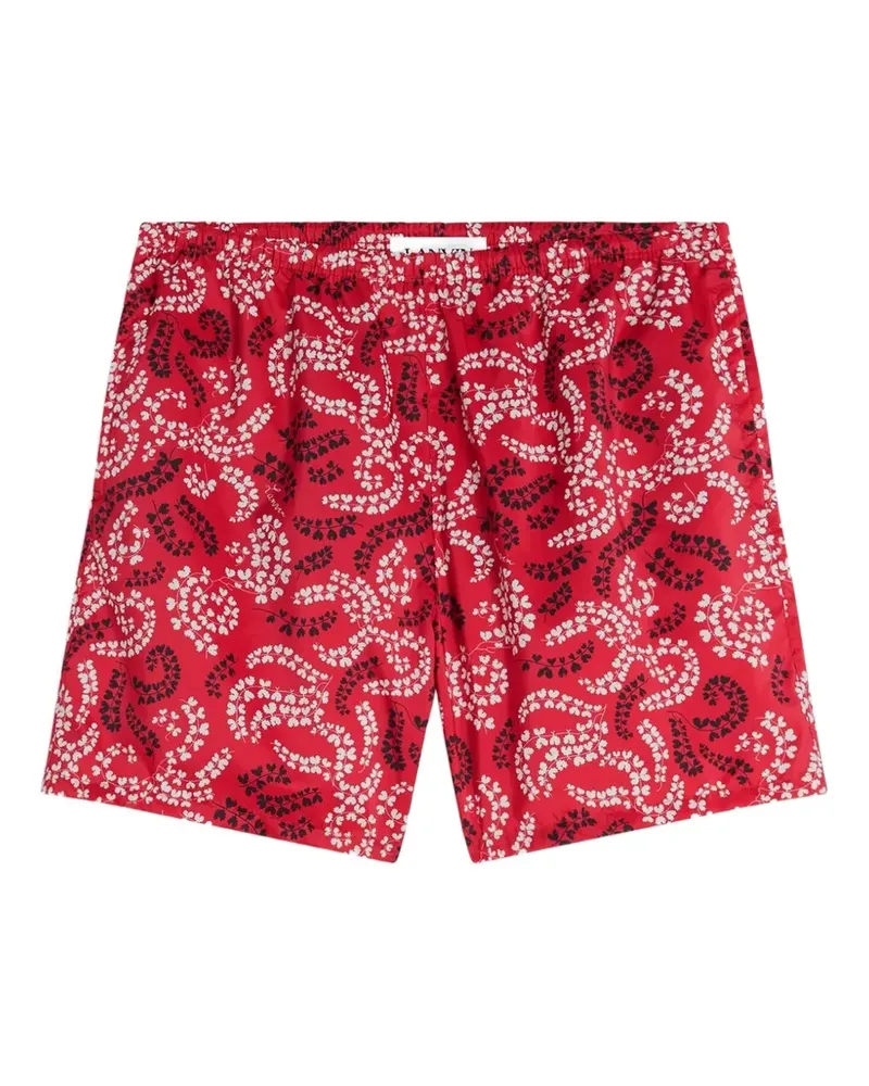 Lanvin Badeshorts mit Blatt-Print - Rot Rot