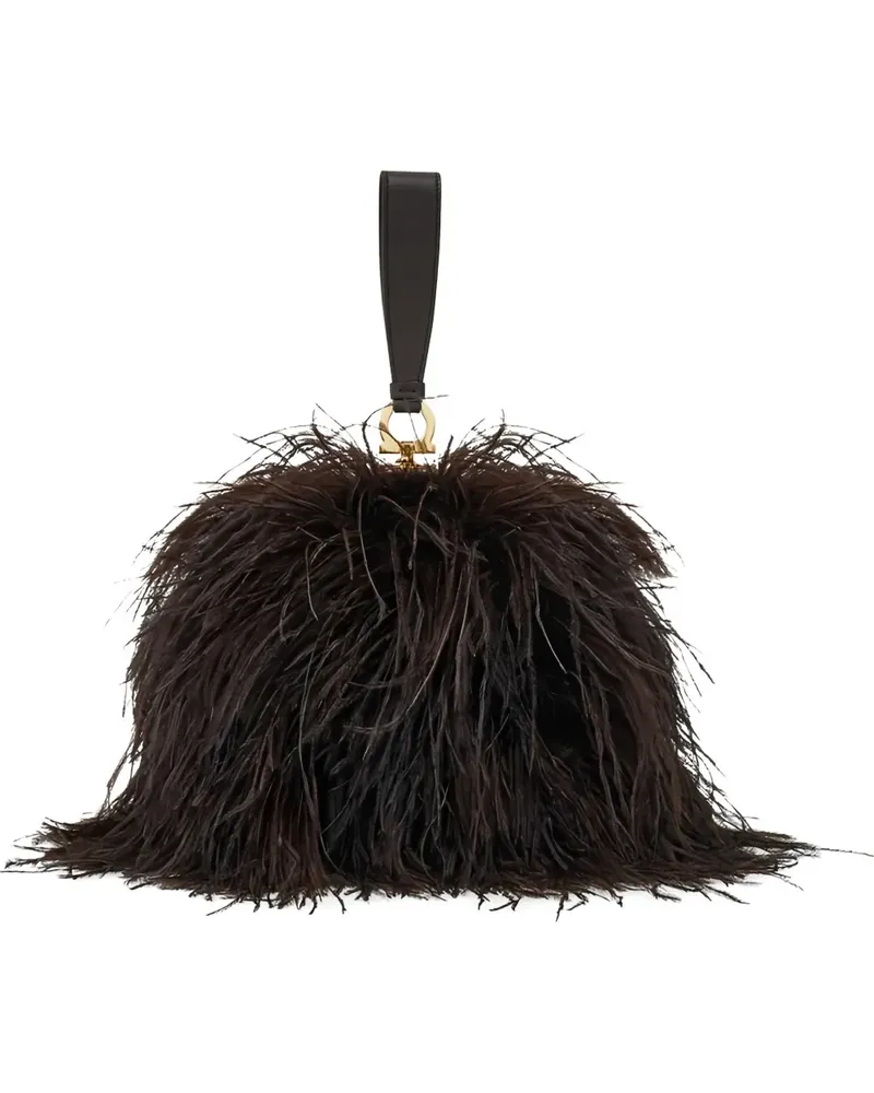 Ferragamo mini feather tote bag - Braun Braun