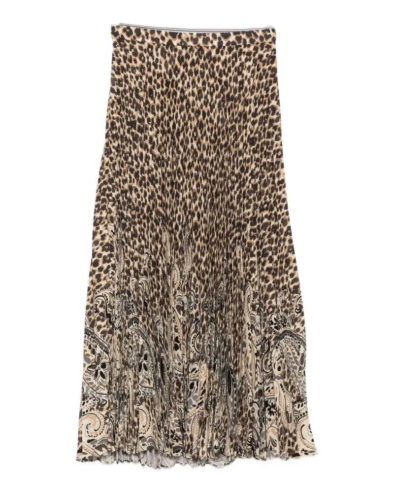 Etro leopard-print Paisley-print pleated skirt - Nude Nude