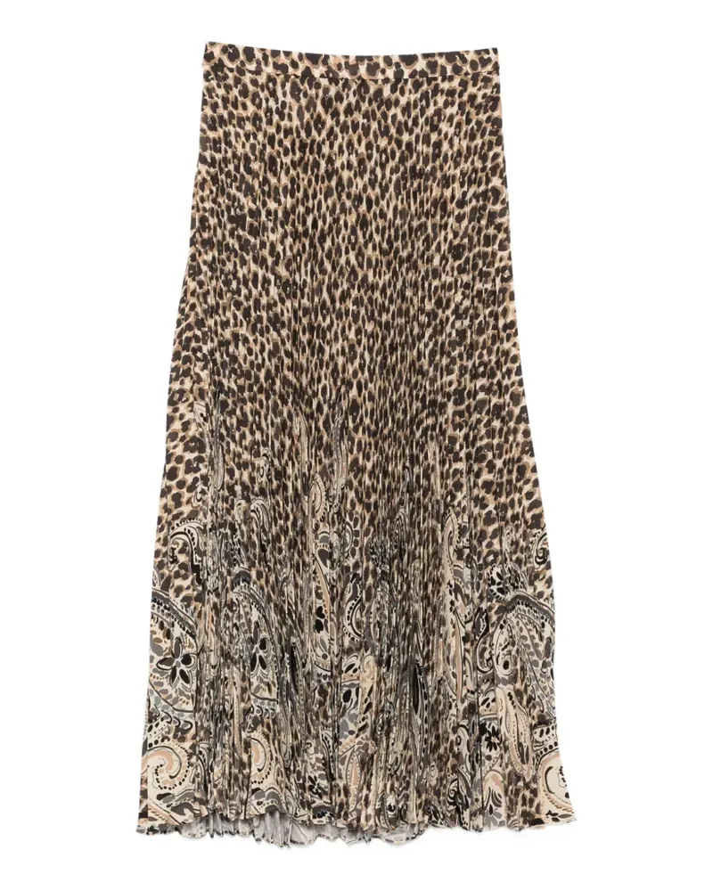 Etro leopard-print Paisley-print pleated skirt - Nude Nude