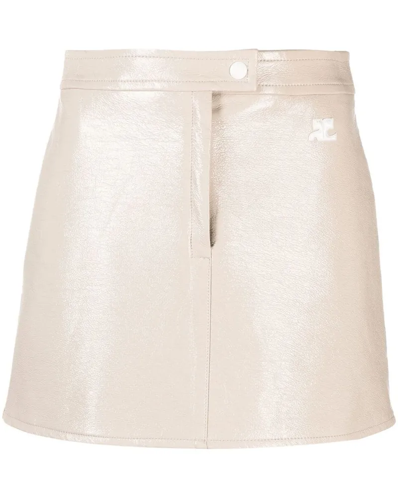 Courrèges Minirock in Vinyl-Optik - Nude Nude