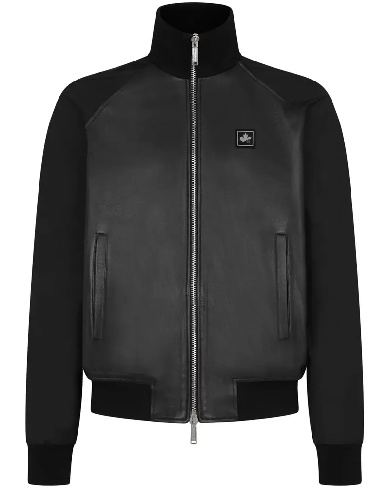 Dsquared2 Sportjacke mit Einsätzen aus Leder - Schwarz Schwarz