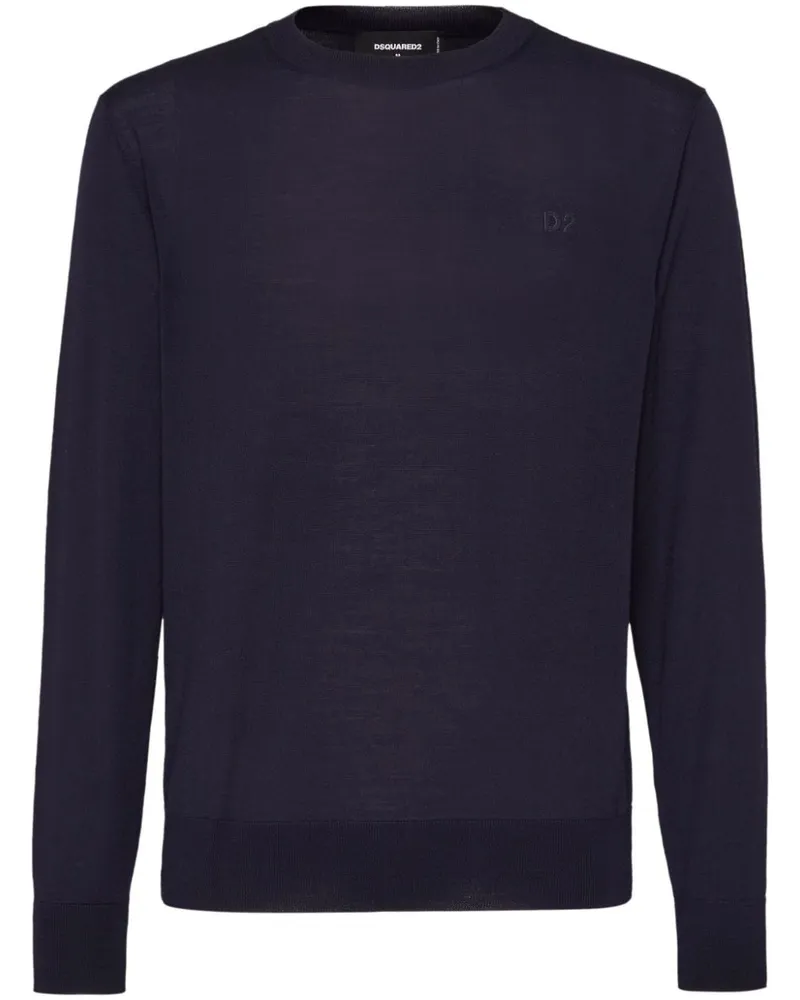 Dsquared2 Fein gestrickter Pullover - Blau Blau