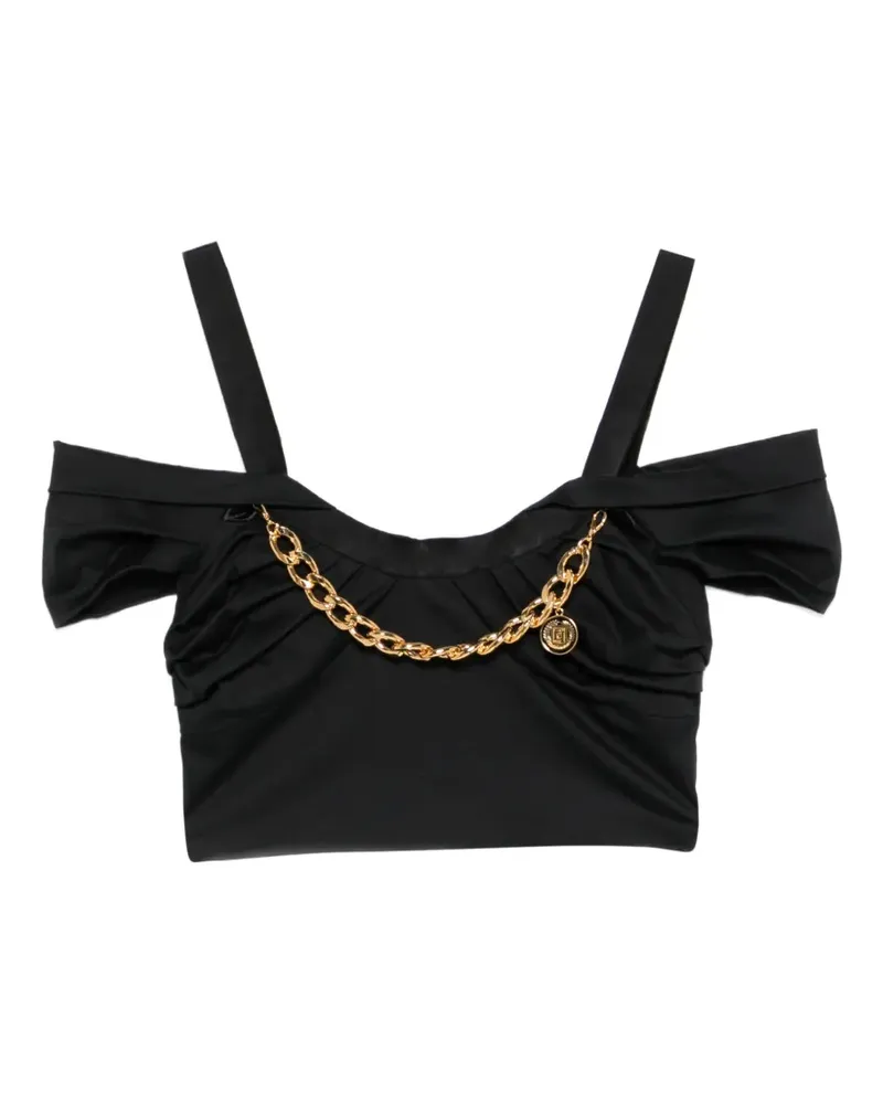 Elisabetta Franchi chain-detail cropped top - Schwarz Schwarz