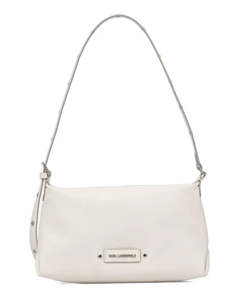 Karl Lagerfeld eyelet-embellished logo-plaque shoulder bag - Nude Nude