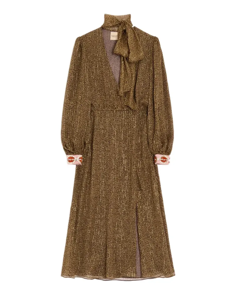 Valentino Garavani Creponne Lamé-Kleid mit Fauve Éclat-Stickerei - Braun Braun
