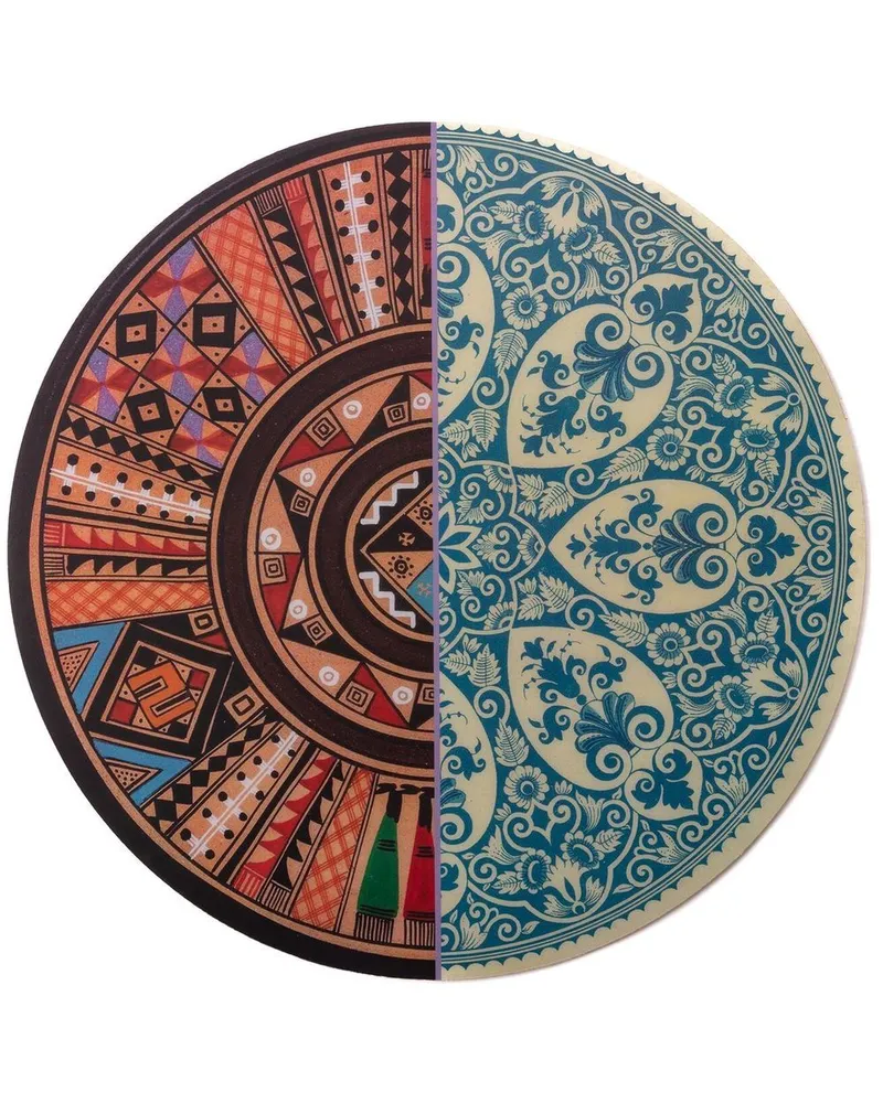 Seletti Patchwork-Tischdecke mit geometrischem Print - Blau Blau