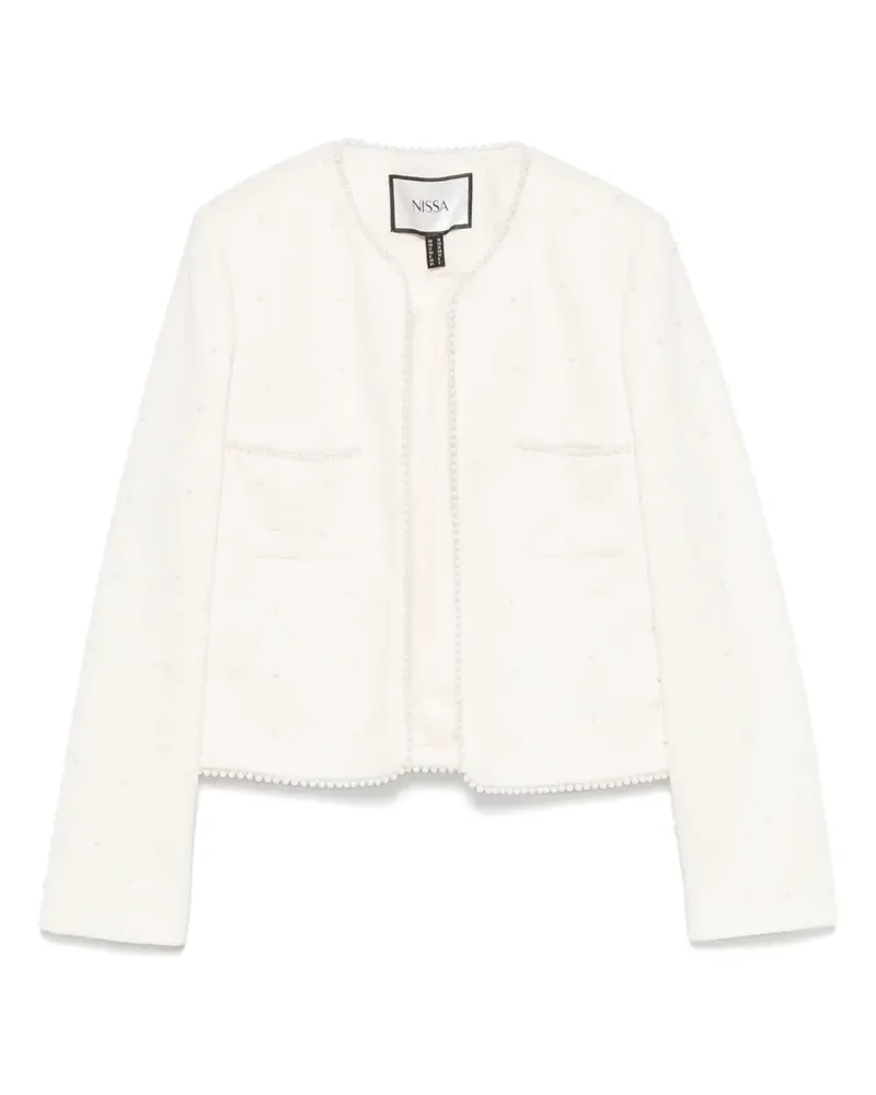 NISSA Bouclé-Jacke mit Perlendetail - Weiß Weiß
