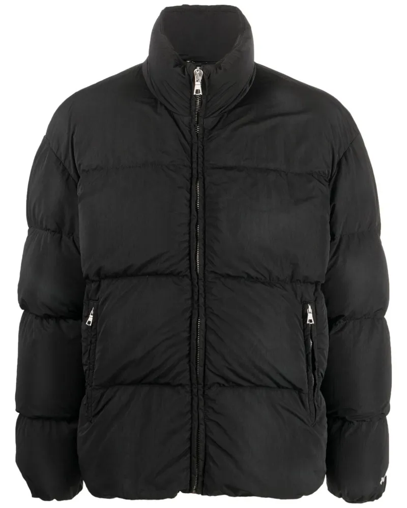 Palm Angels Gefütterte Jacke mit Logo-Stickerei - Schwarz Schwarz