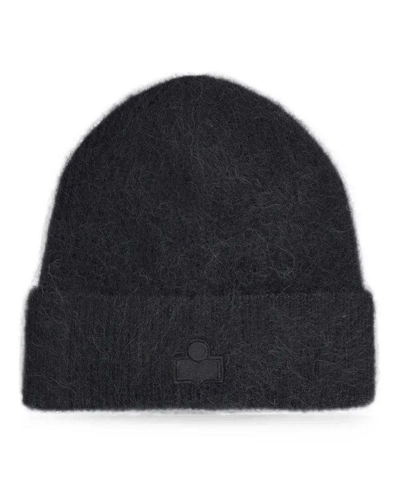 Isabel Marant logo-patch knitted beanie hat - Schwarz Schwarz