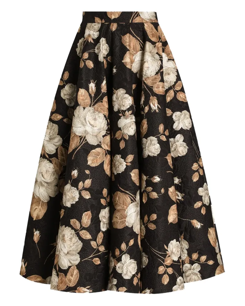 Dolce & Gabbana Midirock mit Rosen-Print - Schwarz Schwarz