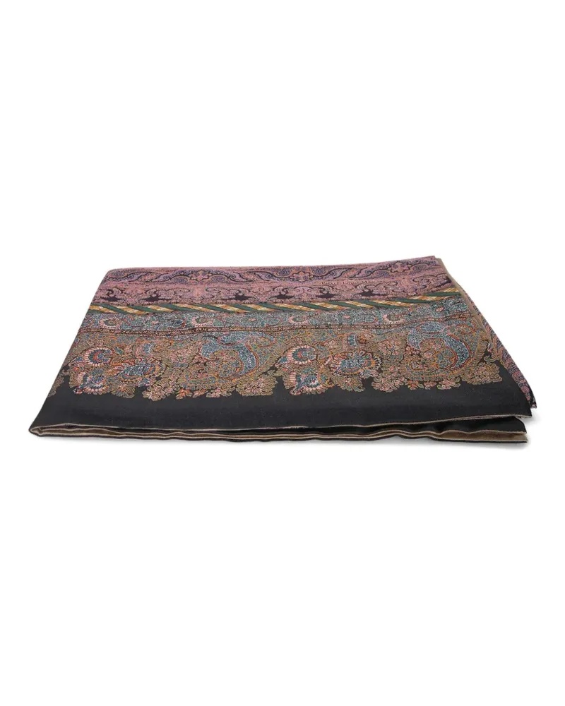 Pierre-Louis Mascia Gestreifter Schal mit Paisley-Print - Schwarz Schwarz