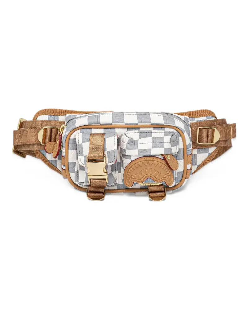 Sprayground Shark Mouth check belt bag - Weiß Weiß
