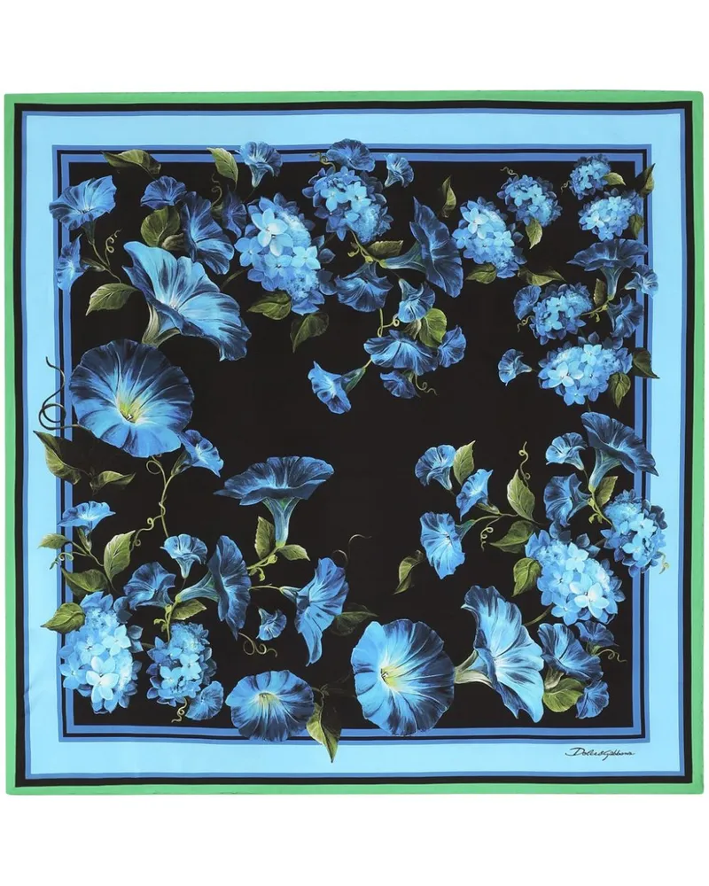 Dolce & Gabbana Seidenschal mit Blumen-Print Blau