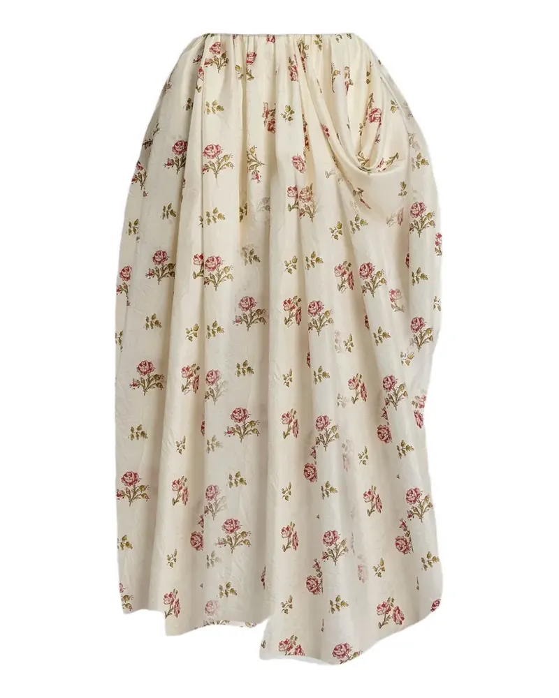 Erdem floral-print midi skirt - Nude Nude