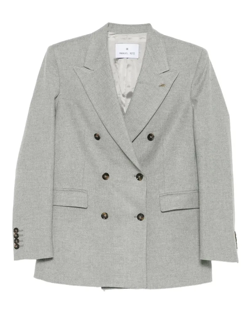 Manuel Ritz Doppelreihiger Flanell-Blazer - Grau Grau
