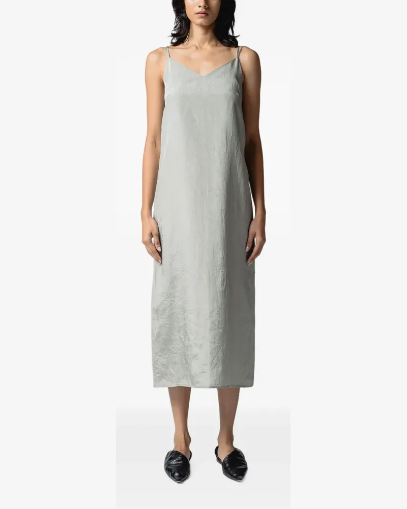 Muller of Yoshiokubo Wrinkles crinkled-finish crossover-strap midi dress - Grün Grün