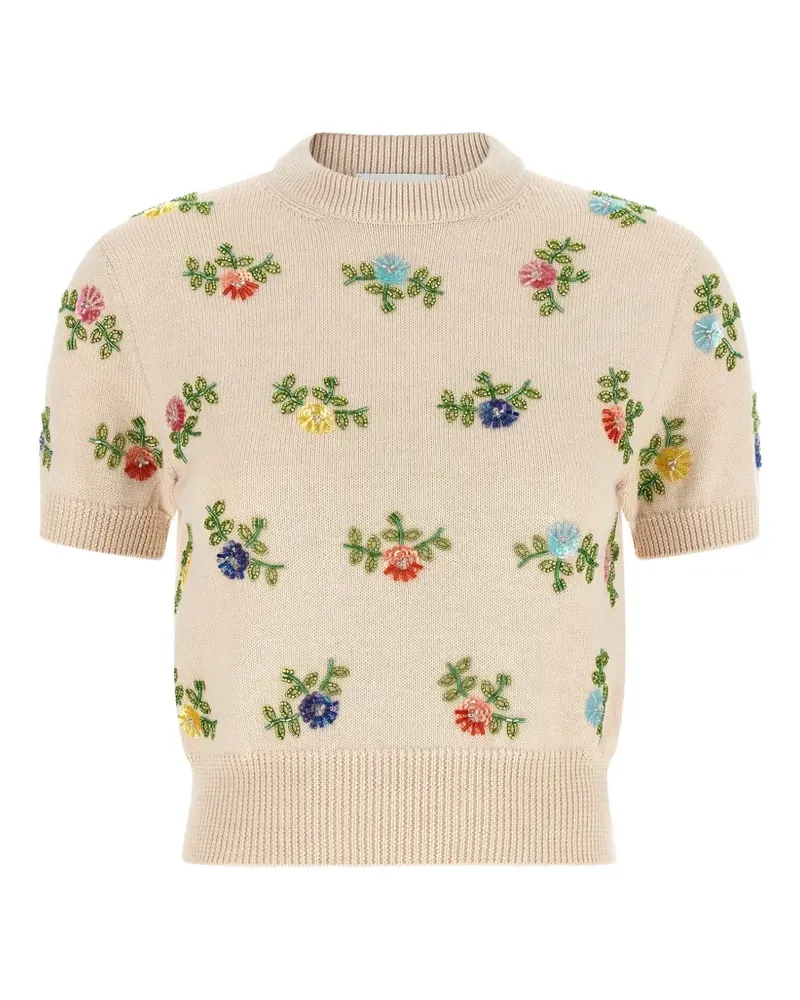 Paco Rabanne floral-print top - Nude Nude