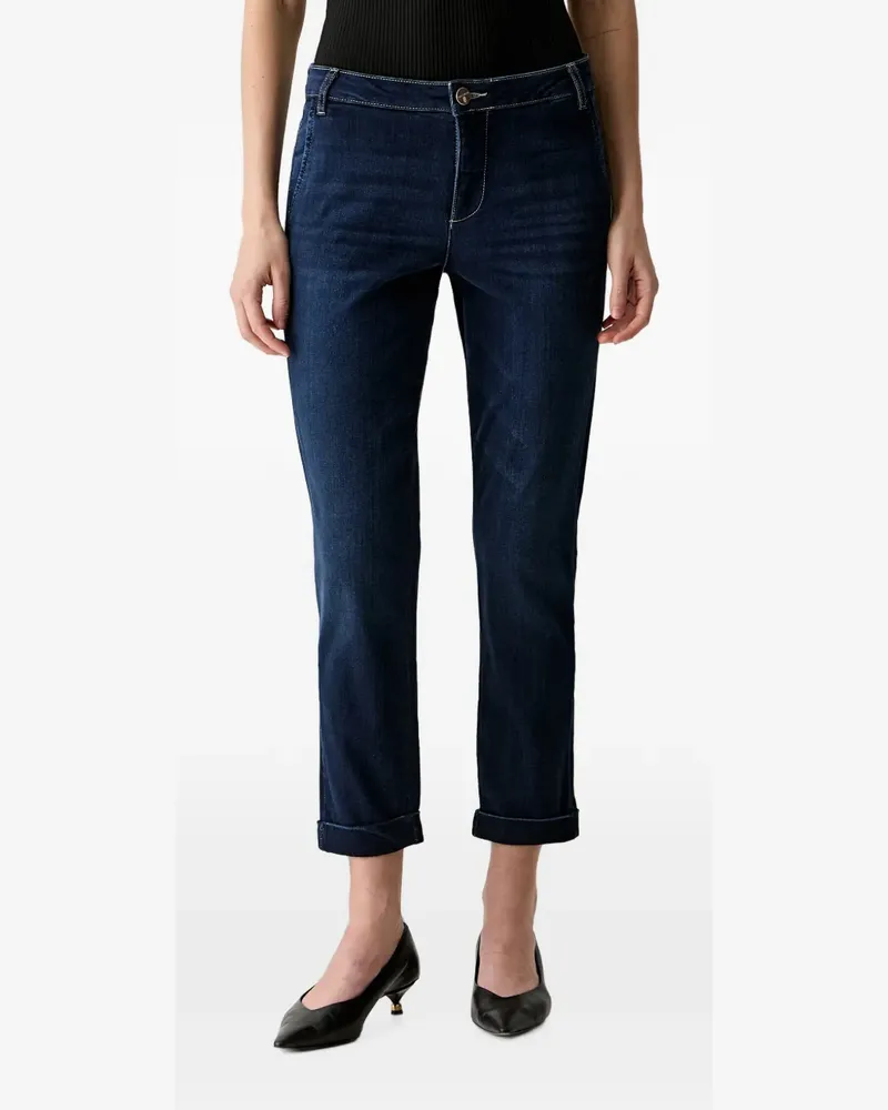 Fracomina logo-plaque turn-up jeans - Blau Blau
