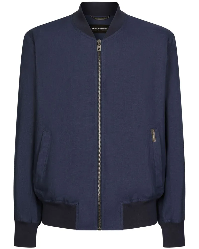 Dolce & Gabbana Leinen-Bomberjacke ohne Futter - Blau Blau