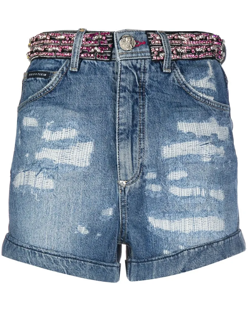 Philipp Plein Shorts mit Strass Blau