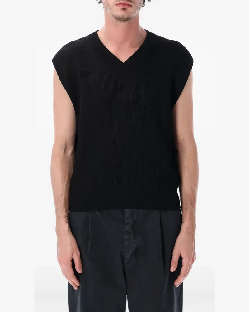 AURALEE ribbed-knit V-neck vest - Schwarz Schwarz