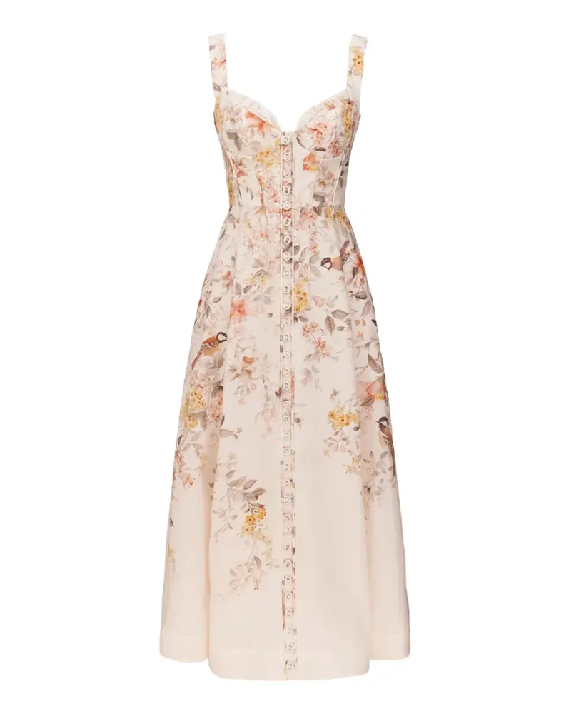Zimmermann button-up floral-pattern midi dress - Nude Nude