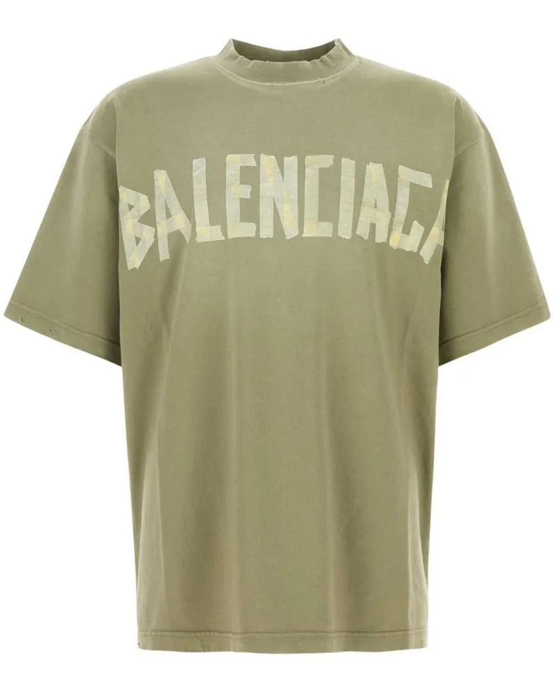 Balenciaga T-Shirt mit Logo-Print - Grün Grün