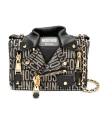 Moschino Biker Schultertasche mit Python-Print Schwarz