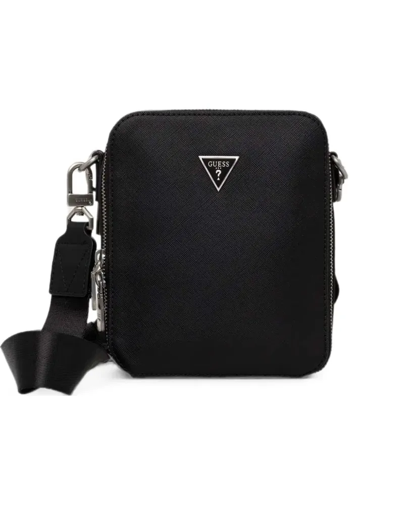 Guess Torino saffiano-effect logo-plaque belt bag - Schwarz Schwarz