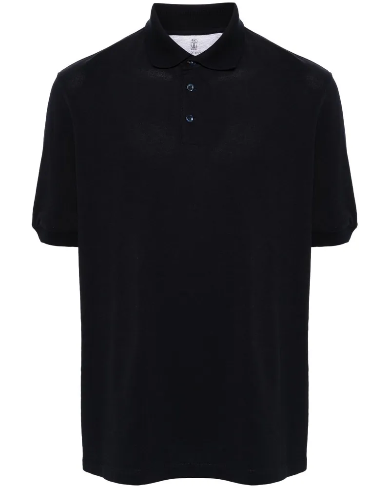 Brunello Cucinelli Poloshirt aus Pikee - Blau Blau