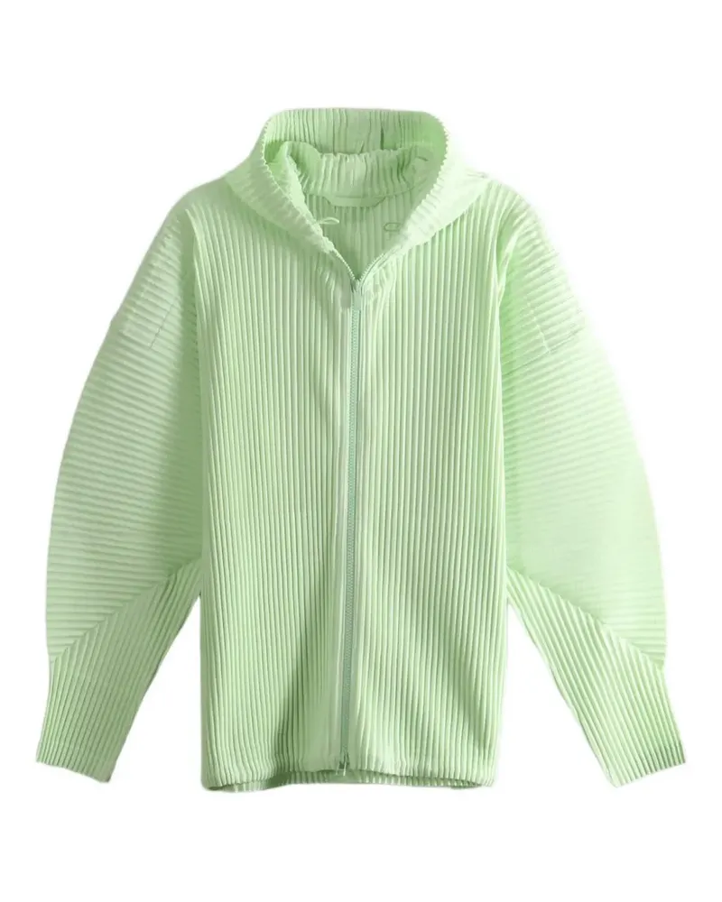 Issey Miyake Plissierte Kapuzenjacke - Grün Grün