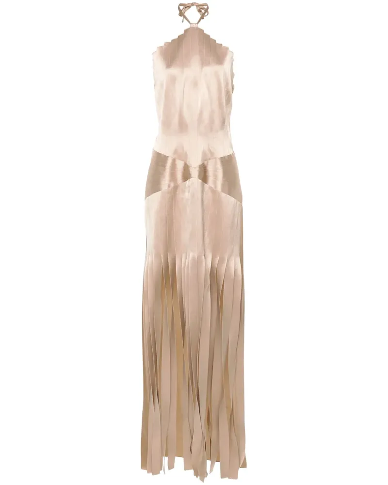Alberta Ferretti Neckholder-Abendkleid mit Falten - Nude Nude