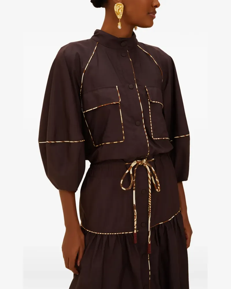 FARM Rio brown chemise midi dress - Braun Braun