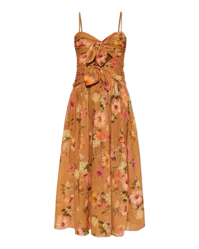 Zimmermann Mahon Midikleid mit Blumenprint - Nude Nude
