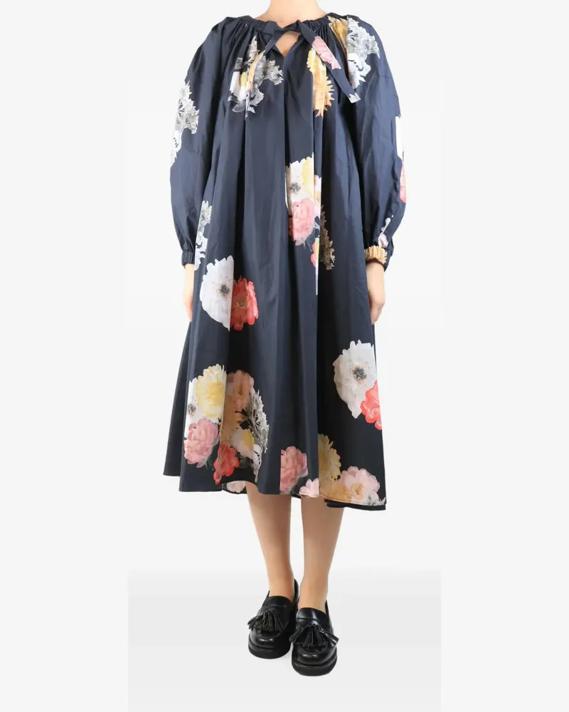 REJINA PYO floral-print tie-neck dress - Grau Grau