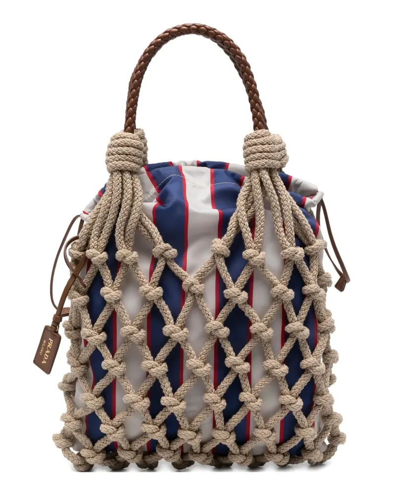 Prada Mittelgroße Noué Tote Bag aus Makramee - Nude Nude